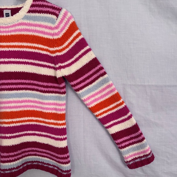 Gap Multi-Colored Pink, Purple, Blue, Orange & White Stripe Fuzzy Sweater in XXL - Picture 8 of 12